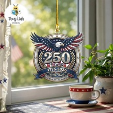 250th Anniversary of Americana Acrylic Ornament, Patriotic Eagle Gift