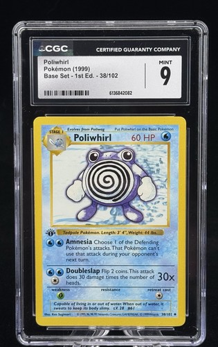 Poliwhirl (1st Edition) graded CGC 9 for sale on eBay
