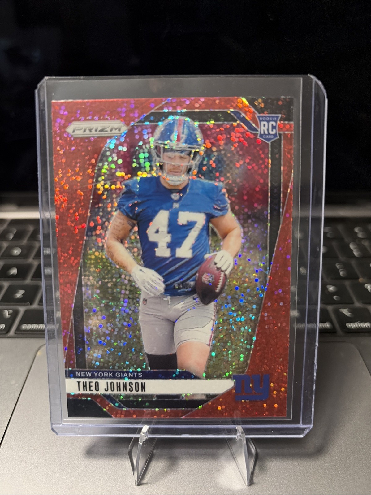 2024 Panini Prizm - Rookies Theo Johnson #390 Red Sparkle Prizm (RC)