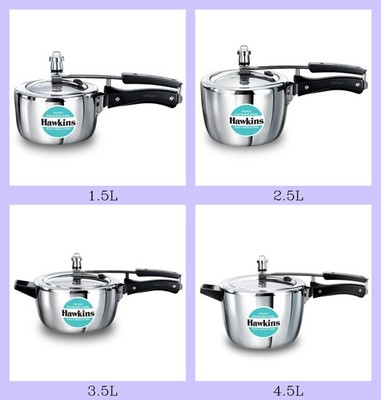 Hawkins Triply Edelstahl-Schnellkochtopf, Kocher mit Innendeckel, Silber (HSST)