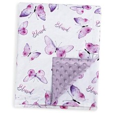 Baby Blanket for Girls Soft Plush Minky Fabric, Double Layer Dotted Backing