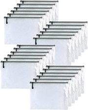 24 Pack Mesh Zipper Pouch 7 x 11 Inches Plastic Zip File Folders Storage Bags