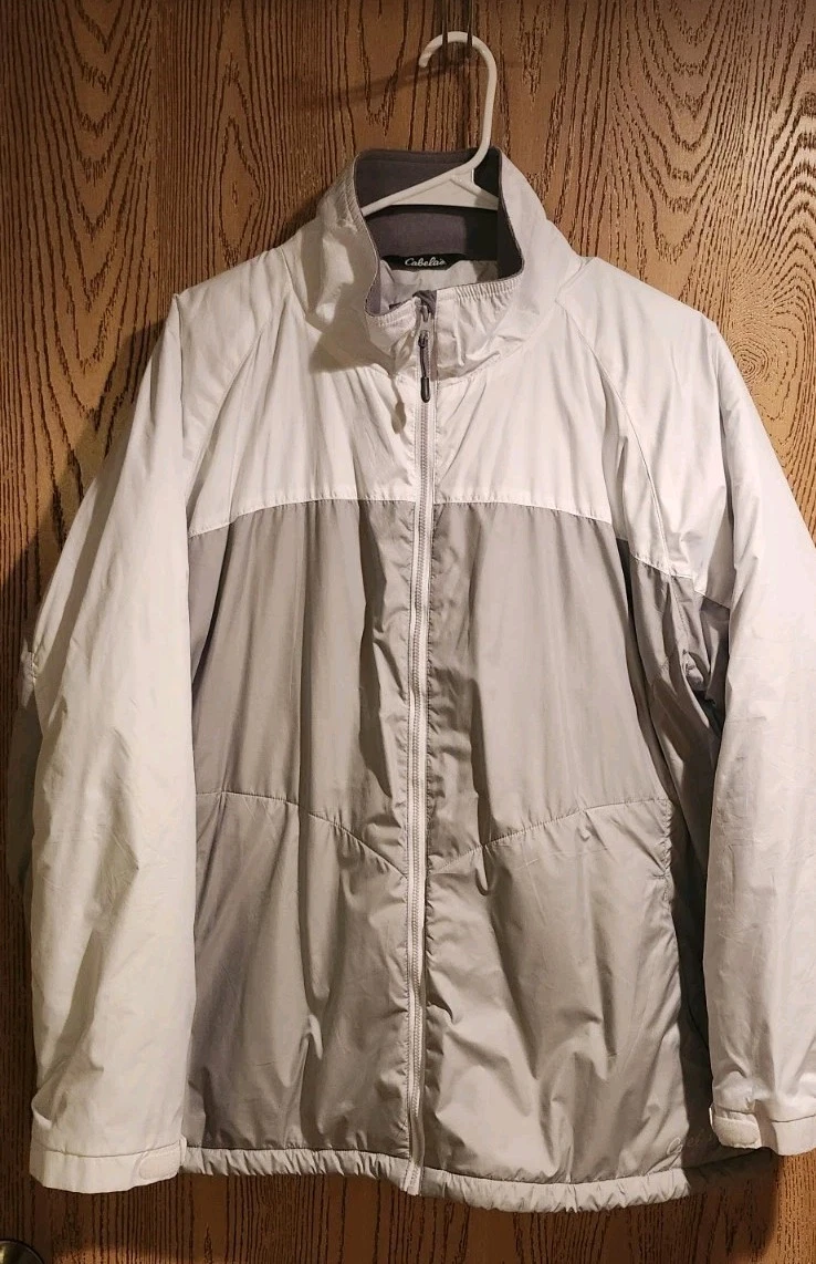 Cabela's Two-Tone Insulated Jacket Gray & White Polartec Size Women's 2XL