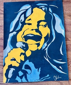 Original Janis Joplin 1960’s Black Light Fluorescent Poster Physcedelic Artwork 