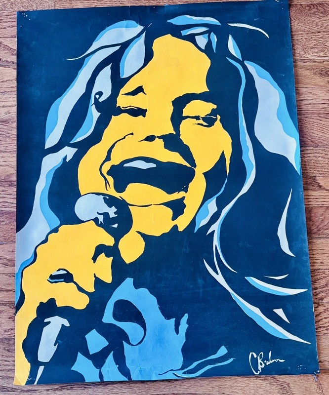 Original Janis Joplin 1960’s Black Light Fluorescent Poster Physcedelic Artwork 