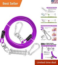 Heavy Duty 15ft Dog Tie Out with Swivel Hook - Perfect for Medium to Large Dogs