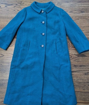 Vintage Woodward&Lothrop Union Made Aqua Blue Wool Coat 60s Taylored Mrs. Maisel