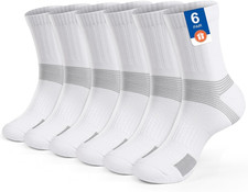Ankle Compression Athletic Crew Socks Men Women, Cushioned Tennis Socks Runni...