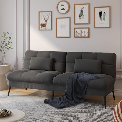 Convertible Sofa Bed with Adjustable Backrest - Black Loveseat Futon Set