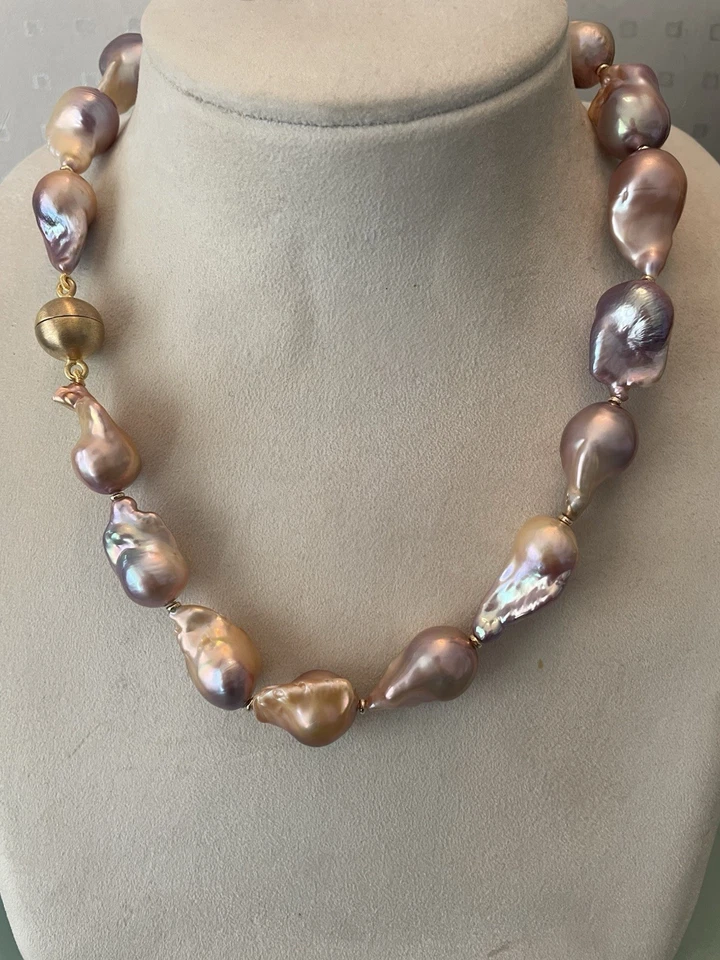 Kasumi/Ming Barock Perlen Kette 925 Sterling Silber Vergoldet - Bild 4 von 4