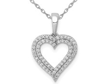 1/4 Carat ctw Diamond Heart Pendant Necklace in 14K White Gold with Chain