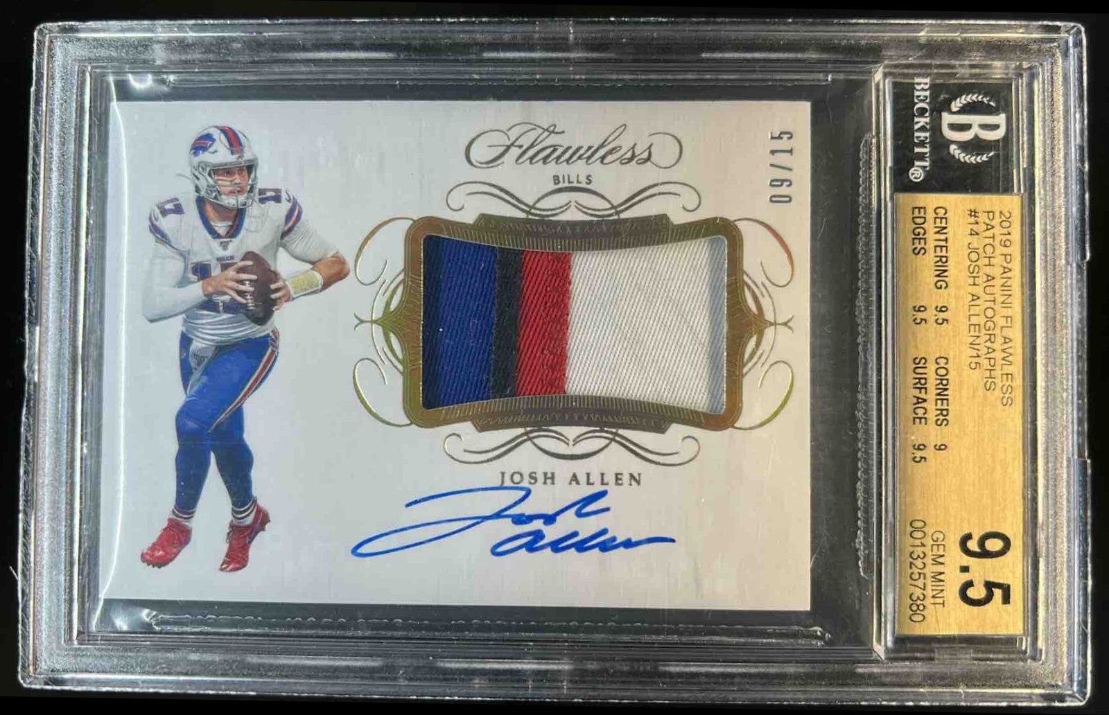 Josh Allen Panini Flawless Patch Autographs #PAJA Sapphire