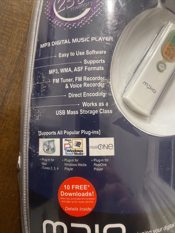 Reproductor de música digital MP3 MPIO FY200 de colección 256 MB nuevo sellado nuevo stock antiguo Foto 2 de 4