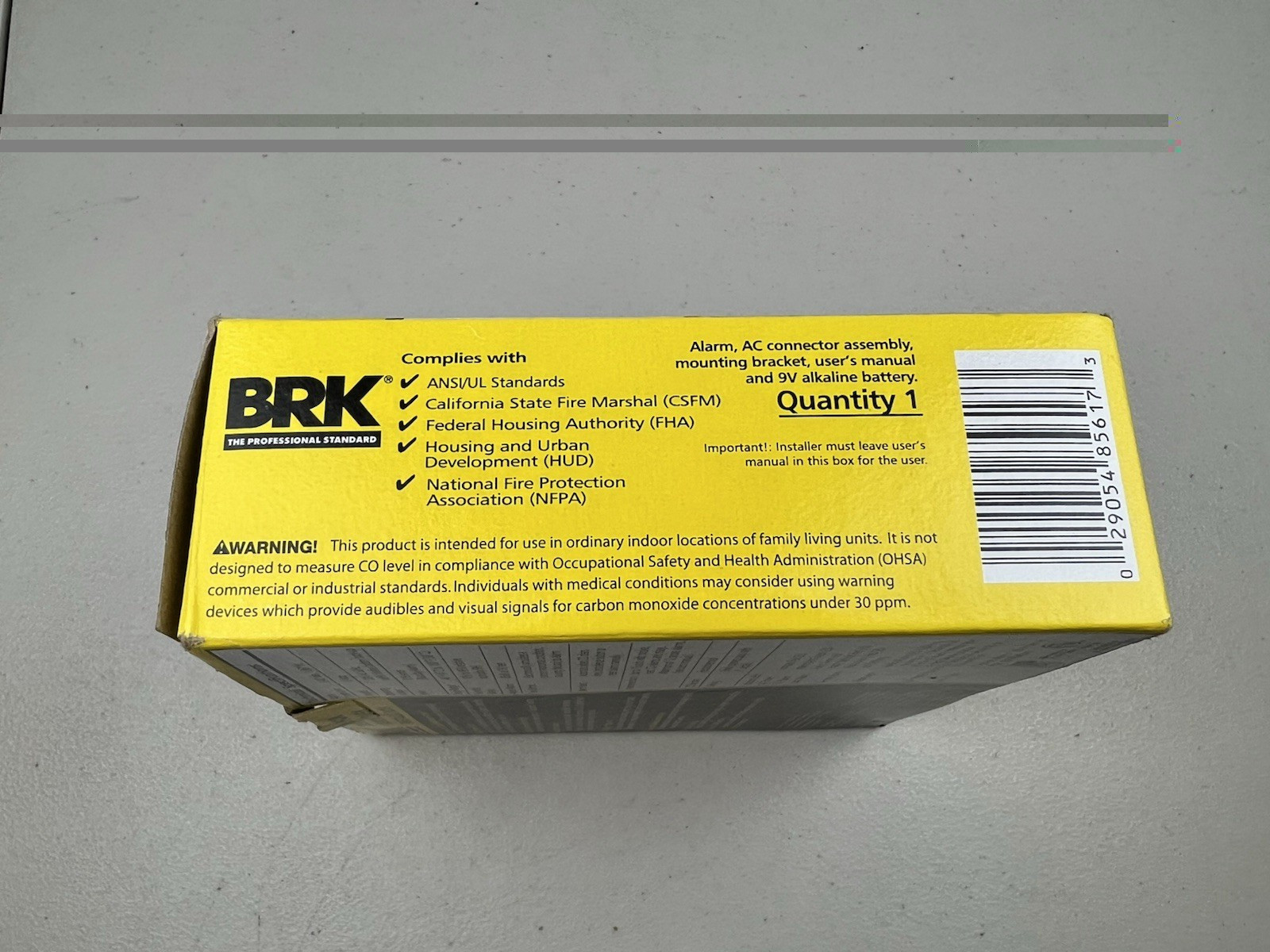 BRK Hard-Wired w/Battery Back-up Carbon Monoxide Detector CO5120BN Open Box