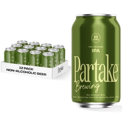 Partake Brewing Craft Non Alcoholic Beer, IPA 12 Pack x 12 Fl Oz Cans 12 