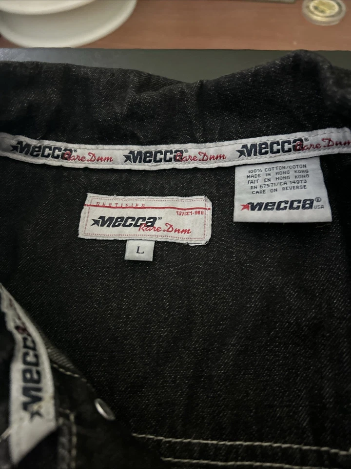 Jaqueta jeans caminhoneiro vintage DNM MECCA EUA preta jeans masculina tamanho G - Imagem 2 de 4