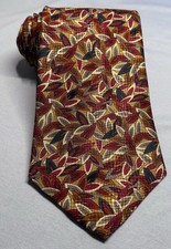 Gitman Bros VTG 80's Hand Made In USA Multicolored Silk Leaf Motif Tie 56 X 4
