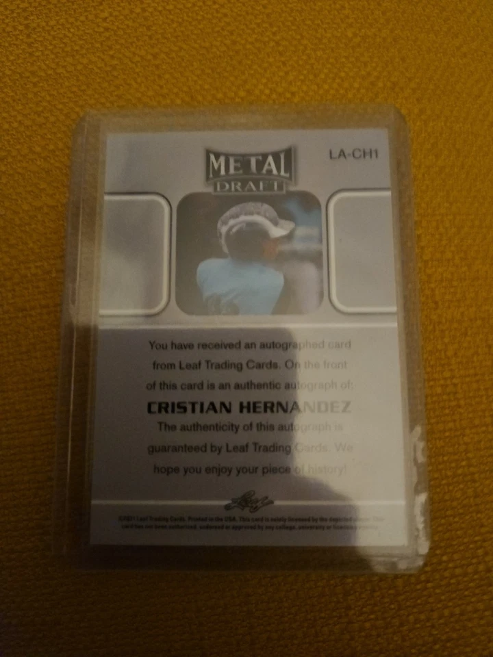 2021 Leaf Metal Draft - 1990 Leaf Autographs Cristian Hernandez #LA-CH1... - Image 2 of 2
