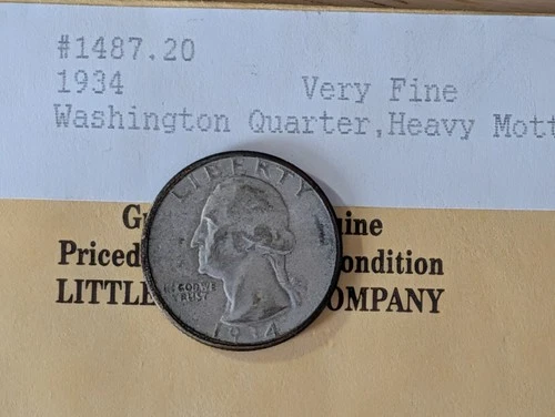 1934 HEAVY MOTTO Washington Quarter Silver Very Fine