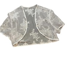 Vintage Embellished Silver Sparkle Sheer Bolero Shrug Women  s M Fairy Festival