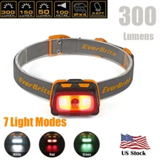 EverBrite Headlamp-300 Lumens Headlight Red/Green/White Light Tail Light 7 Modes