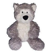 Aurora WOLF Husky Dog Gray White Fur 11in High Sitting Soft Plush Black Nose