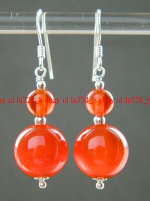 Carnelian Agate Gemstone 6-12mm Beads 925 Silver Handmade Drop Earrings