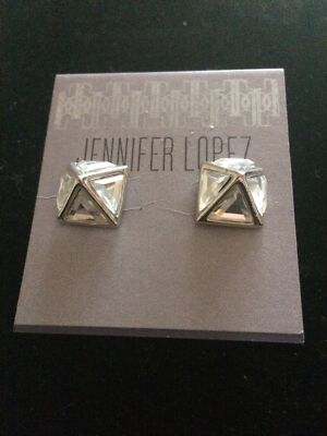 Jennifer Lopez JLo Silber & Kristall Ohrstecker Brandneu auf Karte  