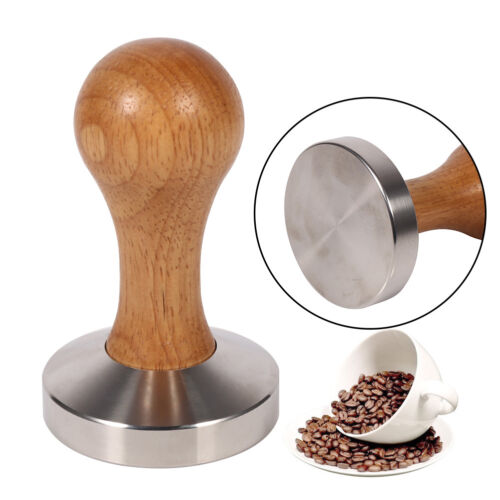 58mm Diameter Wooden Handle Stainless Steel Coffee Tamper Coffee Press Tool - Picture 1 of 11