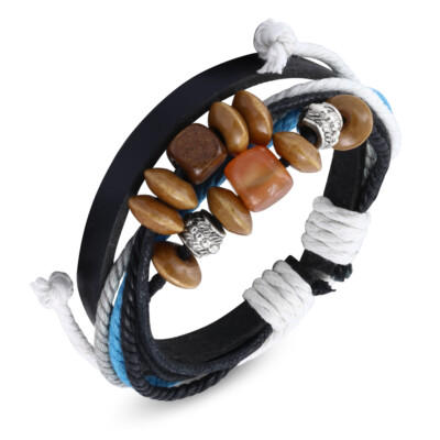 unisex Lederarmband Multi Color Wrap Seil verstellbar bead bracelet y-fwb116