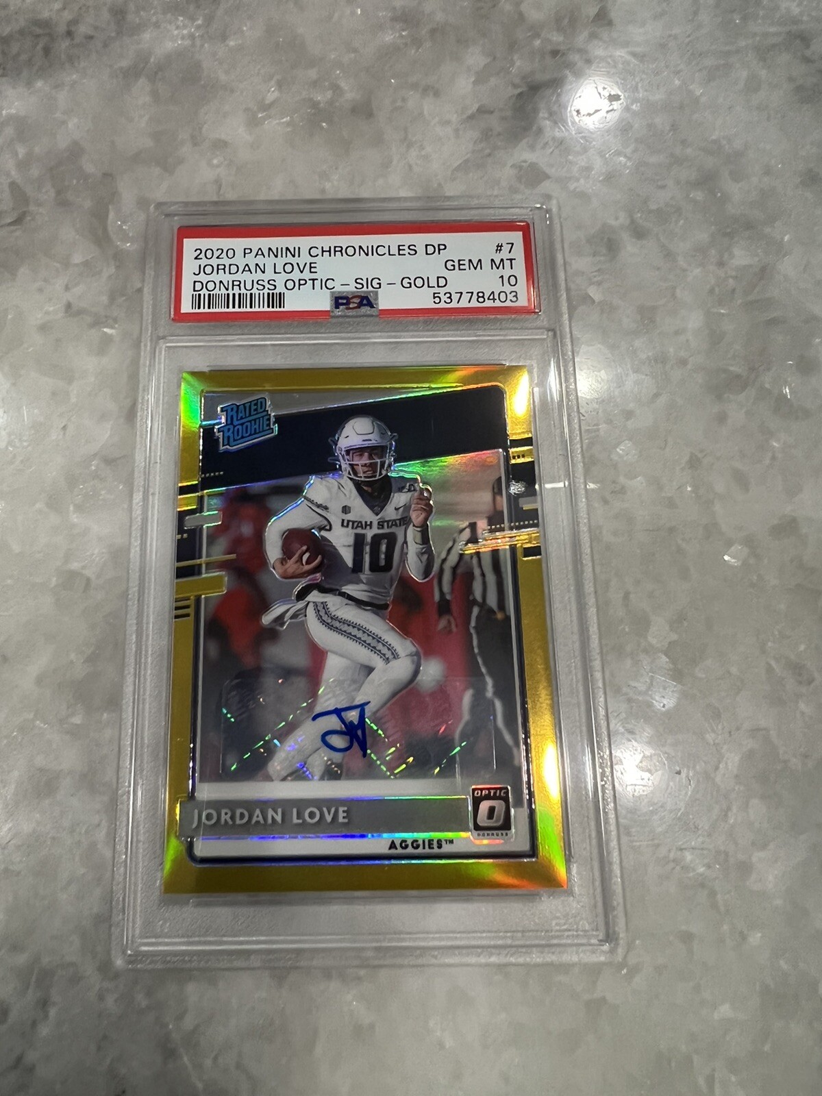 Jordan Love Panini Chronicles Draft Picks Donruss Optic Rated Rookies #7 Signature-Gold