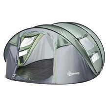 Camping Tent Dome Pop-up Tent  with Windows for 4-5 Person Dark Green