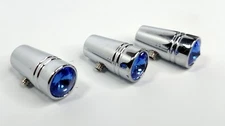 (Set/3) for Peterbilt Blue Crystal Mini Toggle Switch Extension 1" Chrome Metal