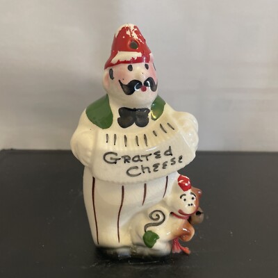 VINTAGE KITSCH ORGAN GRINDER ACCORDION MAN WITH MONKEY GRATED CHEESE SHAKER 6.25