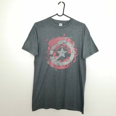 Captain America T-Shirt Herren Small grau Rundhals Optima Shield Marvel Avengers