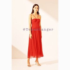 NWT Free People + Shona Joy Margot Ruched Midi Dress Size 2 Sailor Red