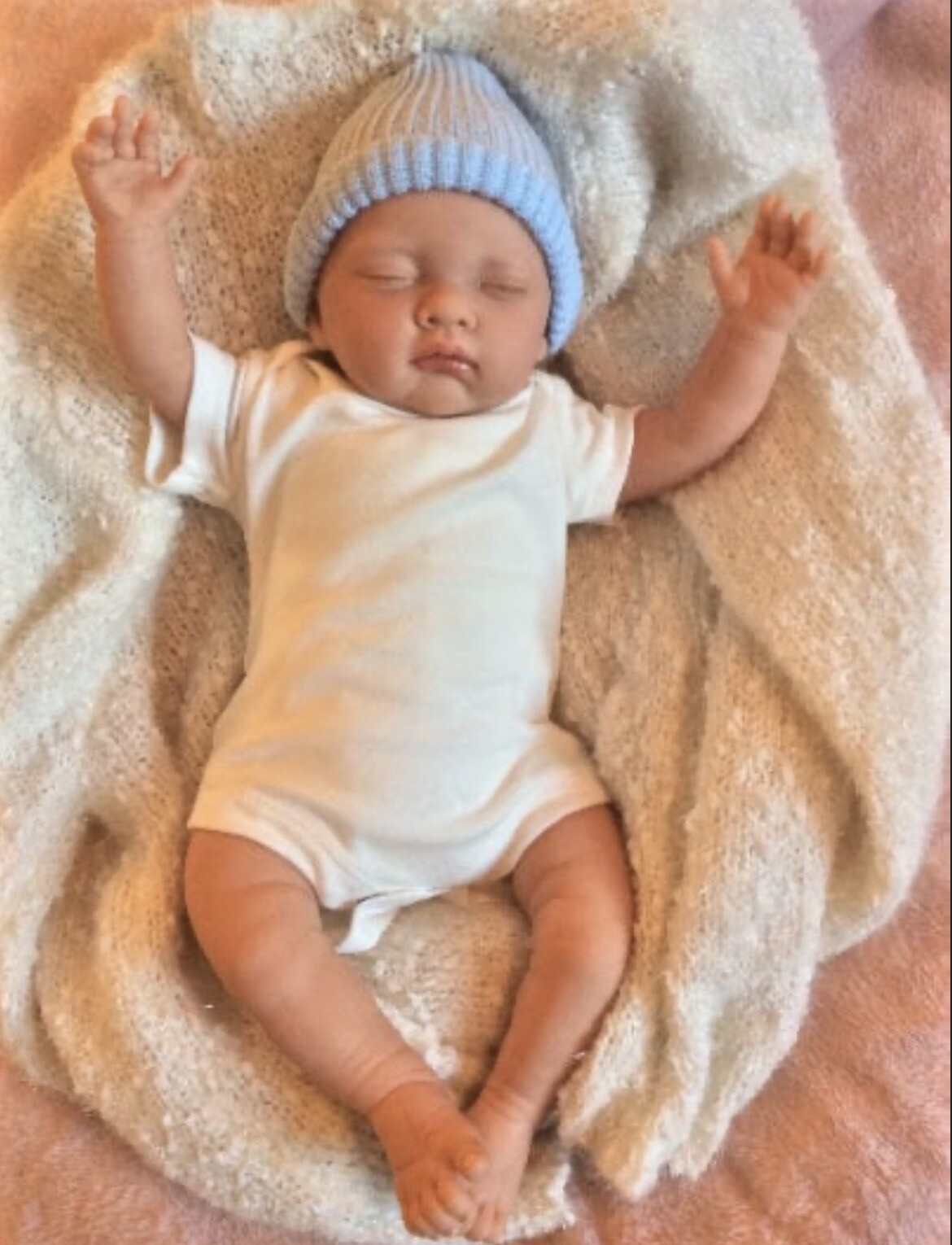 Sleeping Angel Reborn Newborn Baby 19” Mottled Skin With Set Pacifier