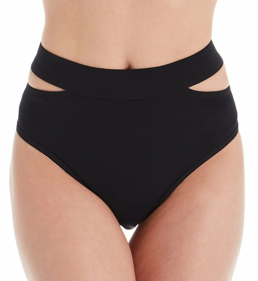 Parte inferior de bikini Miss Mandalay NEGRO Icon Split cintura alta, grande de EE. UU. Foto 2 de 4