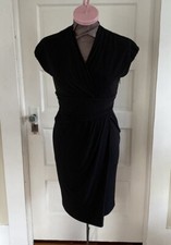 Suzi Chin Maggy Boutique Short Sleeve Stretch Faux Wrap Little Black Dress 4P