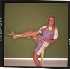 Heather Thomas Fall Guy era Leggy Barefoot Photo Shoot Original Transparency