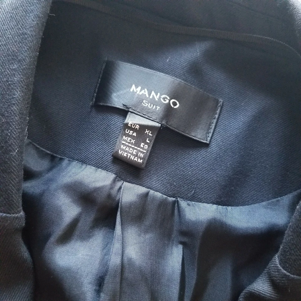 Traje Mango Mujer Grande Mangas Largas Blazer Top Botón Frontal Chaqueta Negro Foto 3 de 4