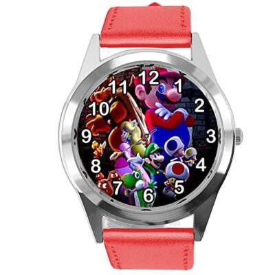 Rote runde Lederuhr für Schnurrbart Klempner Fans E4