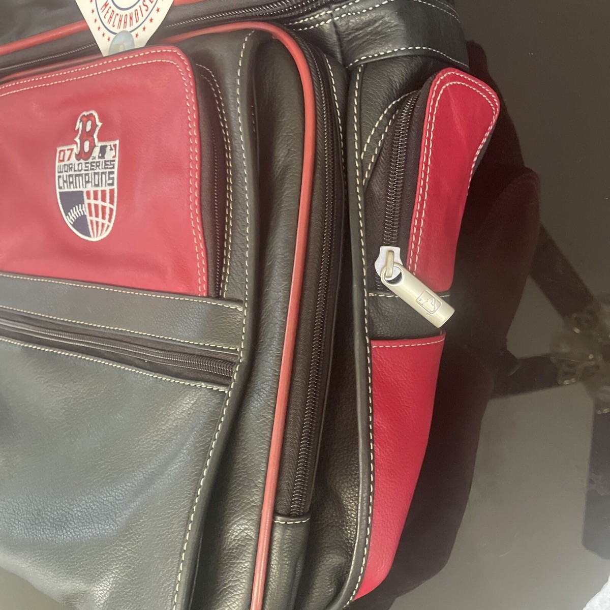boston red sox leather backpack MLB with Embossed Pattern inches deep Dooney & Bourke Boston Red