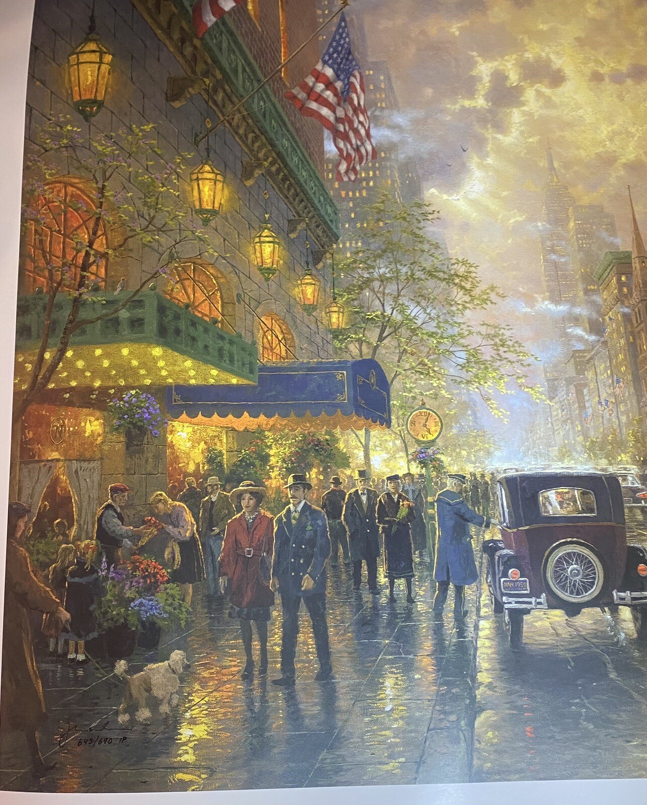 Thomas Kinkade Lithograph New York 5th Avenue Signed, Appraisal, ’d