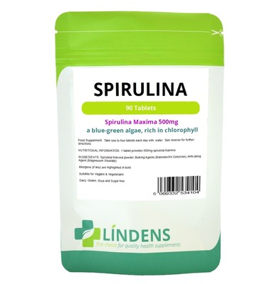 Lindens Spirulina 500mg 2-PACK 180 Tablets Organic Blue-Green Algae Amino Acids