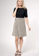 isaac mizrahi Black Brown Tweed Metallic Color Block Sheath Dress Sz 5XP