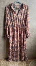 MNG dress midi floral pink vintage style chiffon L 12 14