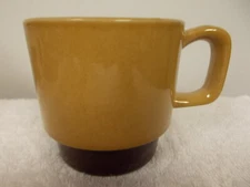 Vintage La Mesa Goldish Tan & Brown Stackable Ceramic Coffee Tea Cup Mug