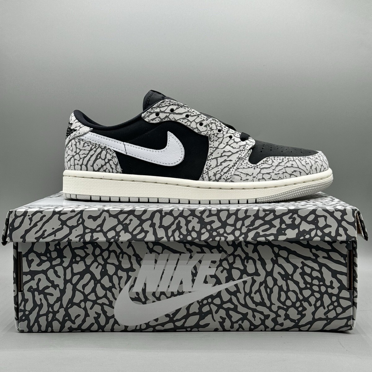 Size 6.5 - Air Jordan 1 Retro OG Low Black Cement W for sale