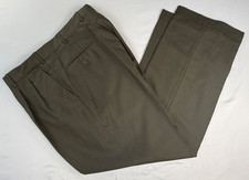 Oscar De La Renta Mens Pants Green 38W /29 Dress Pant Pleated Cuffed 100% Wool